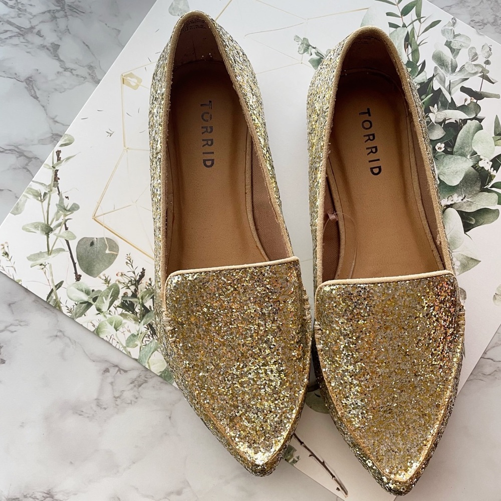 Torrid Glittered Loafers Flats Shoes 7 8 wide - Picture 5 of 12